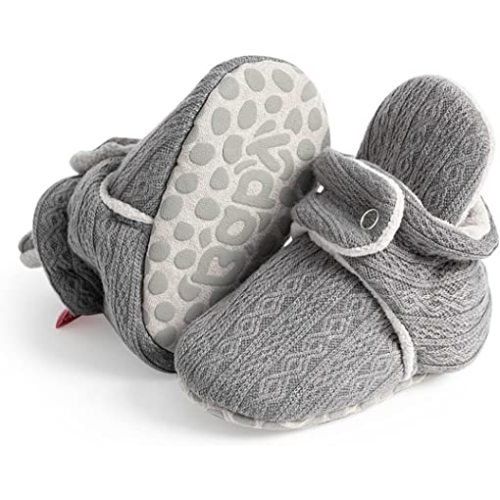 HsdsBebe Unisex Newborn Baby Cotton Booties Non-Slip Sole for Toddler Boys Girls Infant Winter Warm Fleece Cozy Socks Shoes