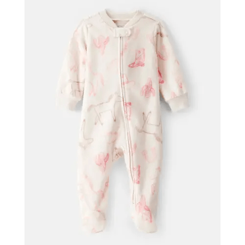 Baby Girl Cowgirl Print Loose Fit Long-Sleeve Sleep & Play - Cream - Carter's | Carter's