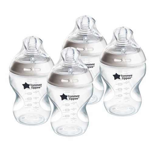 Tommee Tippee Baby Bottles, Natural Start Anti-Colic Baby Bottle with Slow Flow Breast-Like Nipple, 9oz, 0m+, Baby Feeding Essentials, Pack of 4 - 4 Count (Pack of 1)