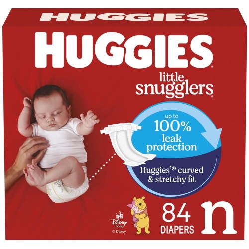HUGGIES Little Snugglers Baby Diapers, Giga Pack, Sizes NB-2 | 84-84 Count, Sizes NB-2 | 84-84 Count