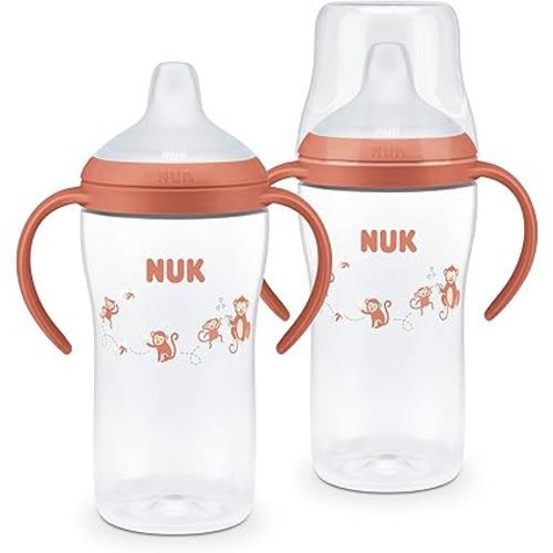NUK Perfect Match Learner Cup, 8 oz, 2 pack – Soft Spout, Easy-Grip Handles, BPA Free, Spill Proof Transition Sippy Cup