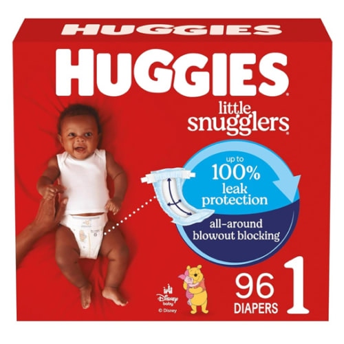 Huggies Size 1 Diapers, Little Snugglers Baby Diapers, Size 1 (8-14 lbs), 96 Count, Packaging May Vary