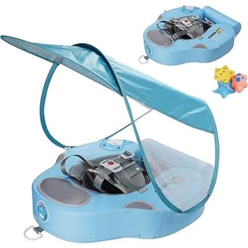 Baby Swim Float with UV Protection Sunshade Infant Pool Float Add Tail for 3-24 Months