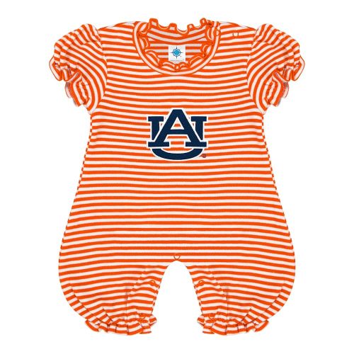 Creative Knitwear College Baby Striped Puff Sleeve Romper - Team Logo, Many Colors, for Girls (Newborn-12 Months)