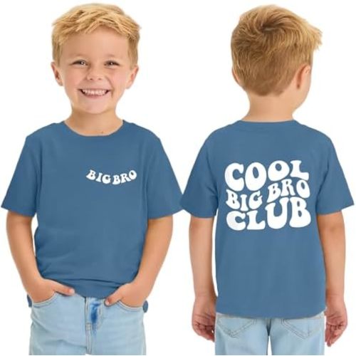 Big Brother T-Shirts Toddler Boys Cool Big Bro Club Tee Tops Sibling Reveal Shirt Big Brother Gifts for Toddler Boy