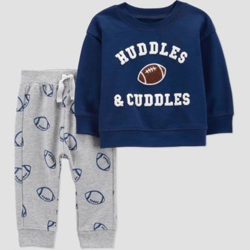Carter's Just One You® Baby Boys' 2pc Gameday Cuddles Sweatshirt & Jogger Pants Set - Navy Blue