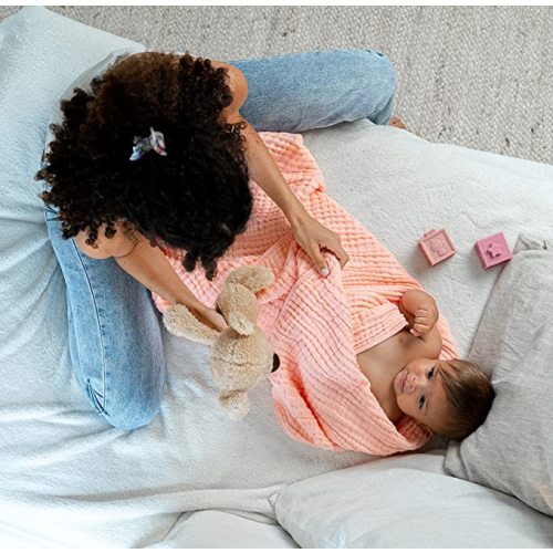 Comfy Cubs Baby Muslin Blanket, Swaddle for Newborns and Toddlers, Large 40” x 40” Cover, 6-Layer Plush Softness for Infant Swaddling, Receiving, or Tummy Time, Gift (Lace Pink, Baby - Muslin)