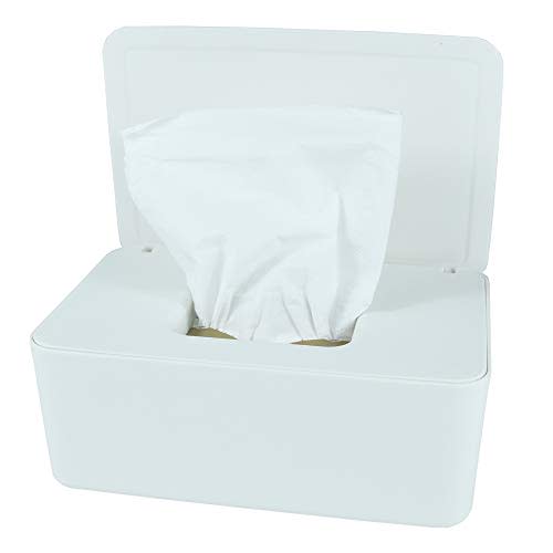 Diaper Wipes Dispenser, Tissue Storage Box Case, Wet Wipe Dispenser Holder with Lid for Home, Office, Cars (White)