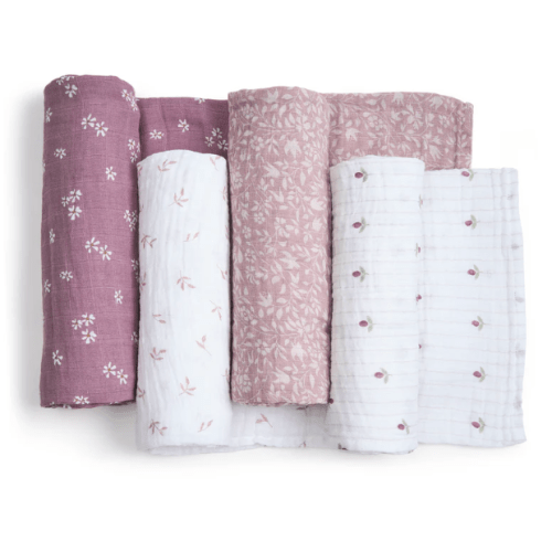 aden + anais heritage floral organic cotton muslin swaddles 4 pack