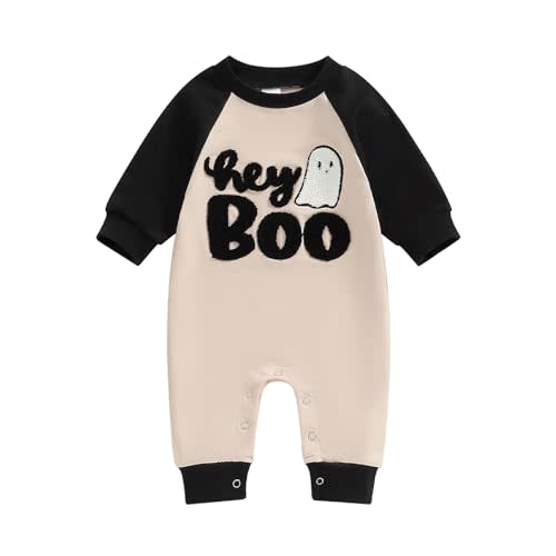 FYBITBO My First Halloween Baby Boy Girl Outfit Hey Boo Pumpkin Jumpsuit Romper Newborn Halloween Onesie Clothes