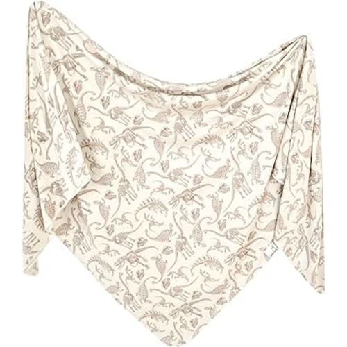Copper Pearl Baby Swaddle Blanket - Premium Knit Baby Blanket, Large Soft Stretchy Receiving Blankets for Baby Boy and Girl, Swaddles for Newborn, Infant, and Toddler (Jurassic Park Fossils)