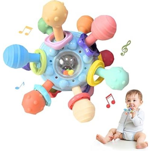 Baby Sensory Teething Toys for 0-6 6-12 Months, Infant Montessori Toys, Teethers for Babies 0 3 6 9 12 18 Months, Baby Toys Boys Girls Gifts Newborn Essentials Must Haves (Blue)