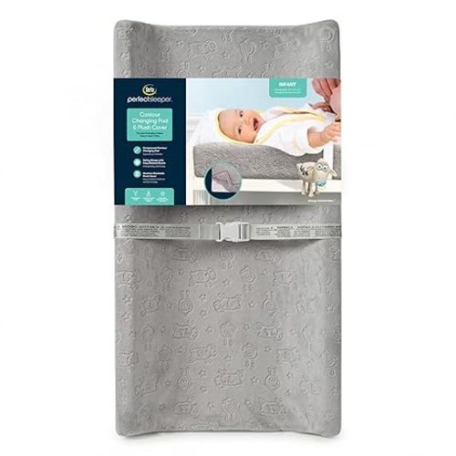 Serta Perfect Sleeper Contoured Changing Pad with Plush Cover, Grey