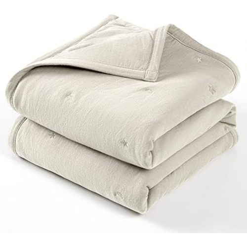 Lulu moon Baby Crib Blanket - Jersey Cotton Crib Quilt for Infant and Toddler Bedding - Lightweight Nursery Quilted Blanket for Girls and Boys 30x40''(White