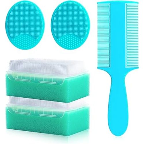 Cradle Cap Brush for Babies, 5Pcs Cradle Cap Treatment Set with Soft Bristle Brushes Silicone Scrubber Long Comb for Newborn Bathing Essentials Baby Brush and Comb Set (Green)