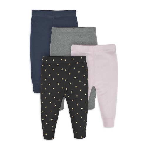 Gerber Baby Girls Essential Pants, 4-Pack, (Newborn - 24 Months)