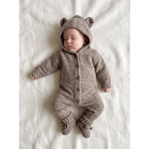 Cozy Bear Jumpsuit - Bear Brown