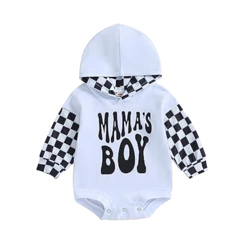 Socutebabe Baby Boy Fall Clothes Long Sleeve Pullover Checkerboard Hoodie Romper Sweatshirt Mama Boy Outfits Sweater Jumpsuit