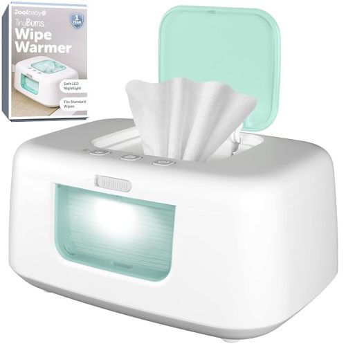 Jool Baby TinyBums Wipe Warmer & Dispenser with Nightlight – On/Off Switch, Large Capacity (Aqua)