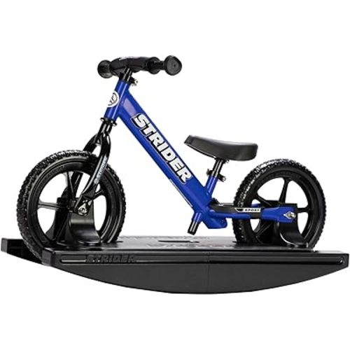 Strider 12” Sport Bike (Pink) + Rocking Base - Helps Teach Baby How to Ride a Balance Bicycle - for Kids 6 Months to 4 Years - Easy Assembly & Adjustments