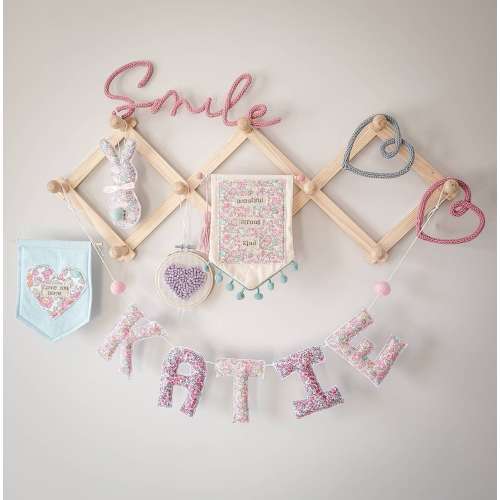 Name Garlands Nursery Decor | Handmade, personalised name garlands | Floral name garland | Liberty handmade nursery decoration