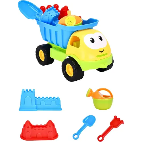 Kidzlane Beach Truck Toy - Sandbox Toys - Toddler's Dump Construction Truck - Durable and Lightweight Plastic Sand Trucks for Toddlers and Kids, Multicolor