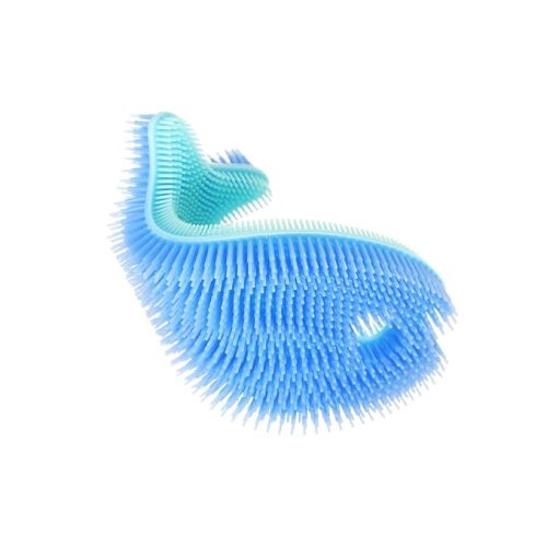 Silicone Fish Bath Scrub, Color: Aqua/Periwinkle