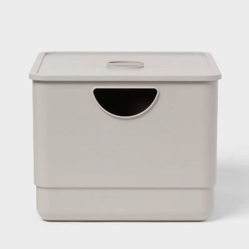 Kids' Storage With Lid Grey - Pillowfort™: Stackable Utility Bin, 13.53 Volume, Spot Clean, 2-piece Set