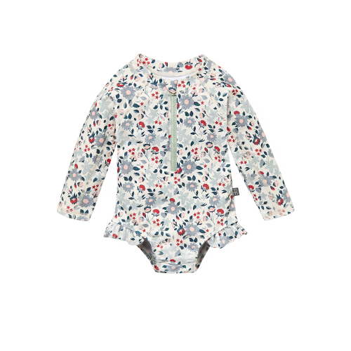 Modern Moments by Gerber Baby and Toddler Girl Peplum Ruffle Rash Guard, Sizes 0/3M - 5T