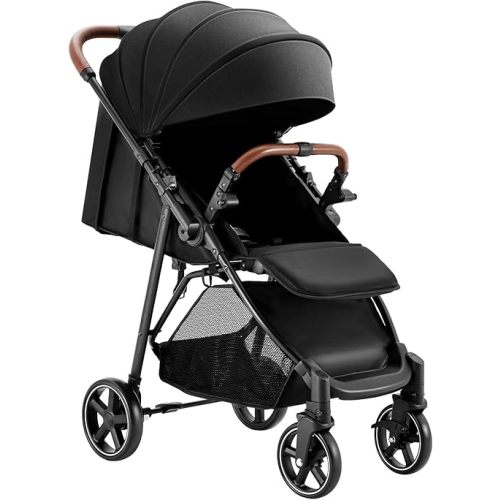 HARPPA Hugglo 2.0 Baby Stroller, Convertible Travel Stroller for Infant and Toddler, Includes Reversible Handle, UPF 50+ (Black)