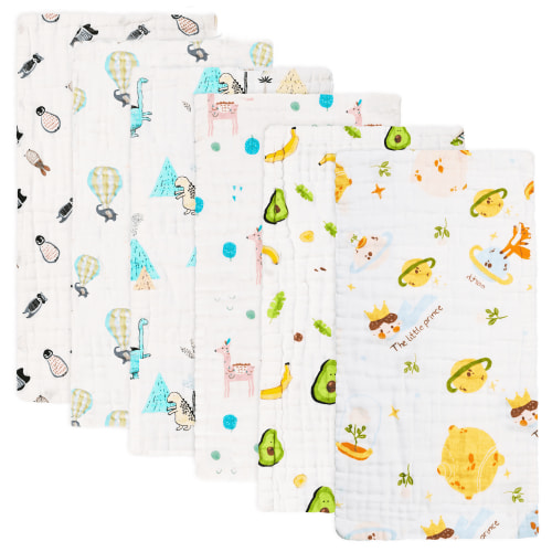 Baby Muslin Burp Cloths 100% Cotton 6 Pack Newborn Spit up Rags Extra Absorbent and Soft Burping Rags for Girls and Boys Large 20 x 10 inch