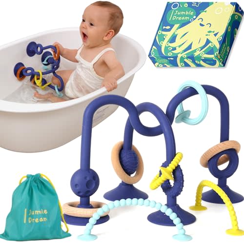 Jumble Jangle Bath Toy: Bath Toys for Babies 612 Months Suction Cup Teether Bathtub Kids and Toddler Toys