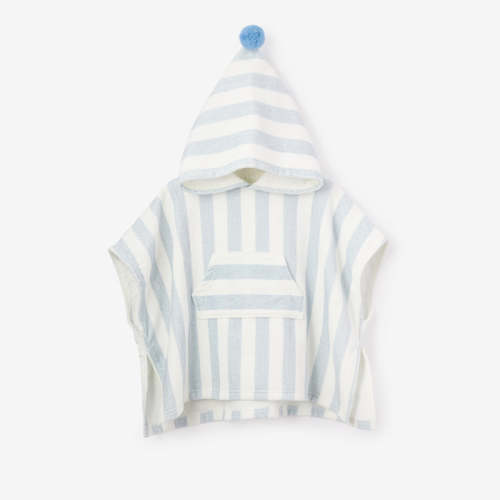 Blue Stripe Hooded Terry Poncho BLUE / O/S