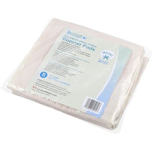 InControl - Organic Birdseye Cotton Washable Booster Pads/Inserts - 3 Pack (Small)