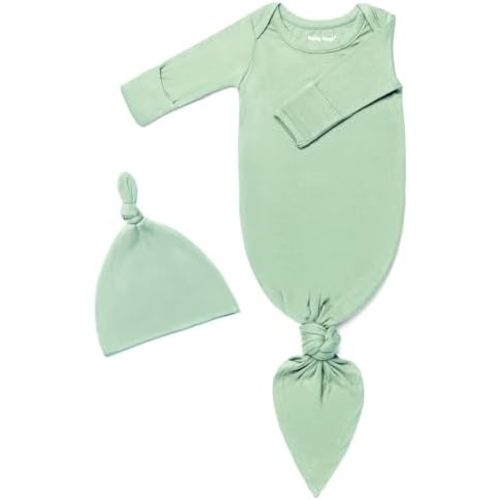 Baby Knotted Gown, Super Soft Newborn Infant Long Sleeve Sleeper for Baby Girl and Boy Sleepwear with Hat Set