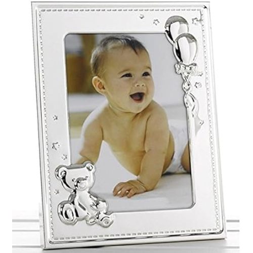 New Baby Silver Photo Frame with Teddy and Balloons for 5" x 7" Photo - 51357