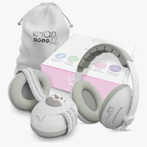 2-in-1 Baby Ear Muffs Noise Protection - Baby Headphones for Noise & Plane Travel - 2 Headbands - Toddler Ear Protection for Infant & Toddler Travel Essential, Age 1-48 Months
