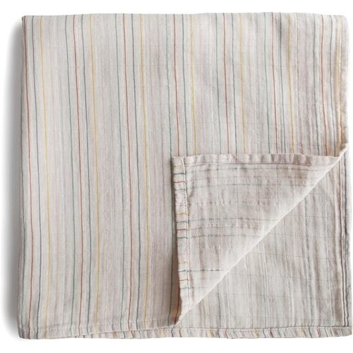 mushie Muslin Baby Swaddle Blanket (Retro Stripe)