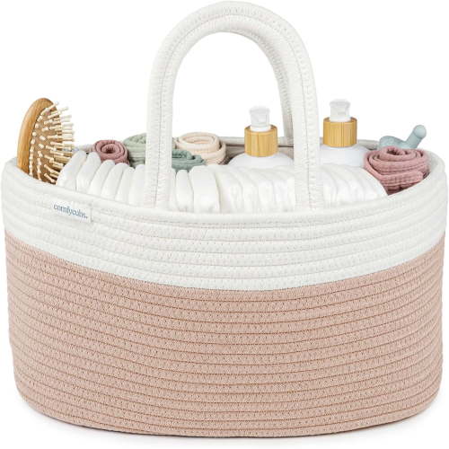 Comfy Cubs Diaper Caddy Organizer for Baby - Large Portable with Dividers for Diapers & Wipes, Blush
