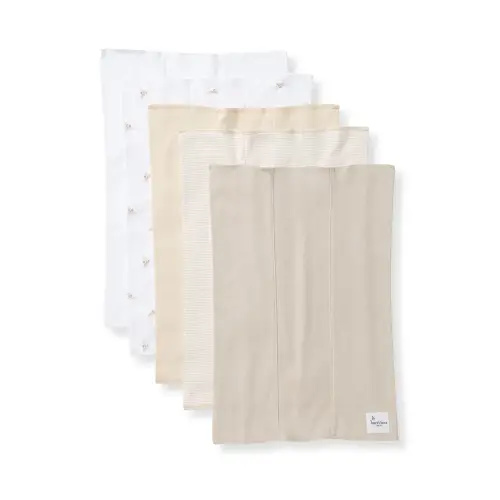 Burt's Bees Baby Infant Burp Cloths, 100% Organic Cotton Extra Absorbent Soft Fabric Drool Cloths, 5-Pack Newborn Must-Have Essential Large Burping Cloths, One Size 17 x 11.75 Inches