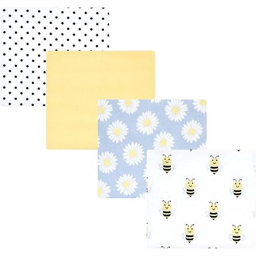 Hudson Baby Unisex Baby Cotton Flannel Receiving Blankets, Daisy Bee, One Size