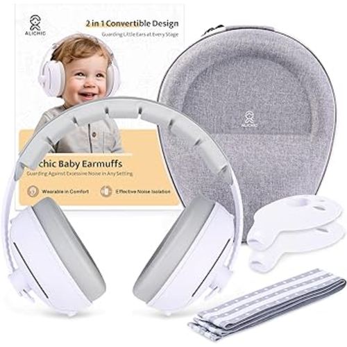 2-in-1 Convertible Design Baby Earmuffs Noise Protection-noise cancelling headphones for Infant & Toddlers up to 5 Years, Noise Reduction Earmuffs for Newborn, Improves Sleep