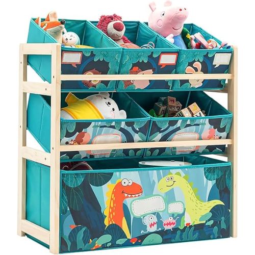 Jomifin Kids Toy Organizer for Boys Girls, 6 Storage Bins Large Storage Capacity Best Toy Storage Solution for Playroom, Nursery (Green)