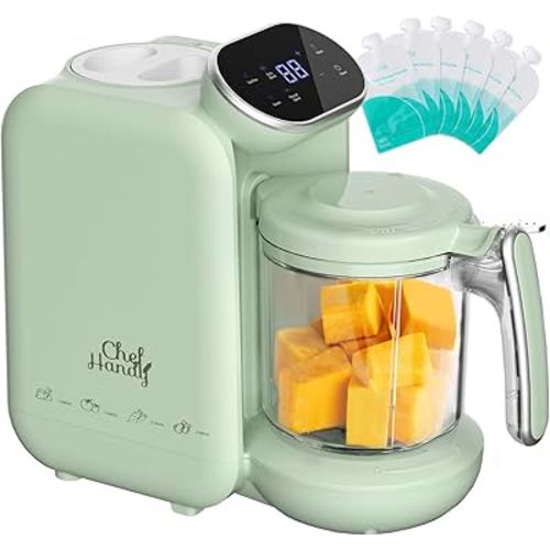 Baby Food Maker, 5 in 1 Baby Food Processor with Steaming Basket, Auto Cooking & Grinding, Touch Screen Control, Baby Steamer and Blender, Baby Food Puree Maker Warmer Mills Machine (Green)