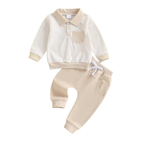 GGBNOMER Toddler Baby Boy Fall Clothes Plaid Long Sleeve Sweatshirt Tops + Casual Pants Sets 2pcs Infant Boy Winter Clothes