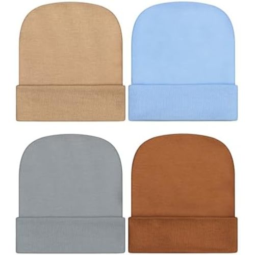 Geyoga Newborn Girl Boy Hat Newborn Beanie Stripes Hat Toddler Soft Caps Infant Cotton Knit Caps for Baby 0-6 Months