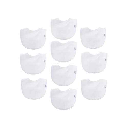 Neat Solutions 10 Pack Unisex White Solid Infant Bib