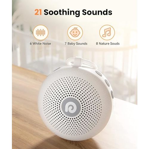 Dreamegg White Noise Machine - Portable Sound Machine for Baby Adult, Features Powerful Battery, 21 Soothing Sound, Noise Canceling for Office & Sleeping, Sound Therapy for Home, Travel, Registry Gift - Classic White