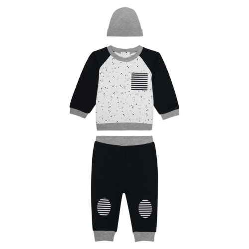 PL BABY BY PETIT LEM Sweatshirt, Joggers & Beanie Set | Nordstromrack