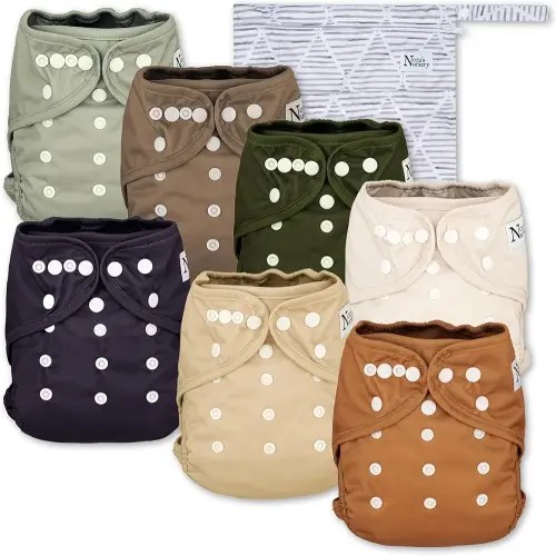 Nora's Nursery Cloth Diaper Cover, Reusable Cover with Snap Closure, Shell for Prefold, Flat, or Fitted Inserts, Includes Wet Bag - Down to Earth